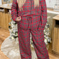 Red Plaid Printed Shirt and Pants Lounge Set