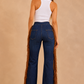 Harley Wide Leg Fringe Jean in Dark Wash
