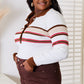 Striped Collared Neck Rib-Knit Top