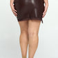 Daniella Faux Leather Mini Skirt – Lace Trim with Side Slit