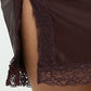 Daniella Faux Leather Mini Skirt – Lace Trim with Side Slit