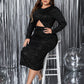 Honey Cutout Slit Round Neck Long Sleeve Dress