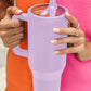 Orchid Petal Frosted Stainless Handle Large Vacuum Cup with Straw 40oz