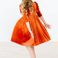 Pumpkin Spice Velvet Ruffle Twirl Dress