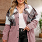 Plaid Snap Down Jacket with Pockets