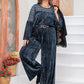 Round Neck Flare Sleeve Top and Pants Set