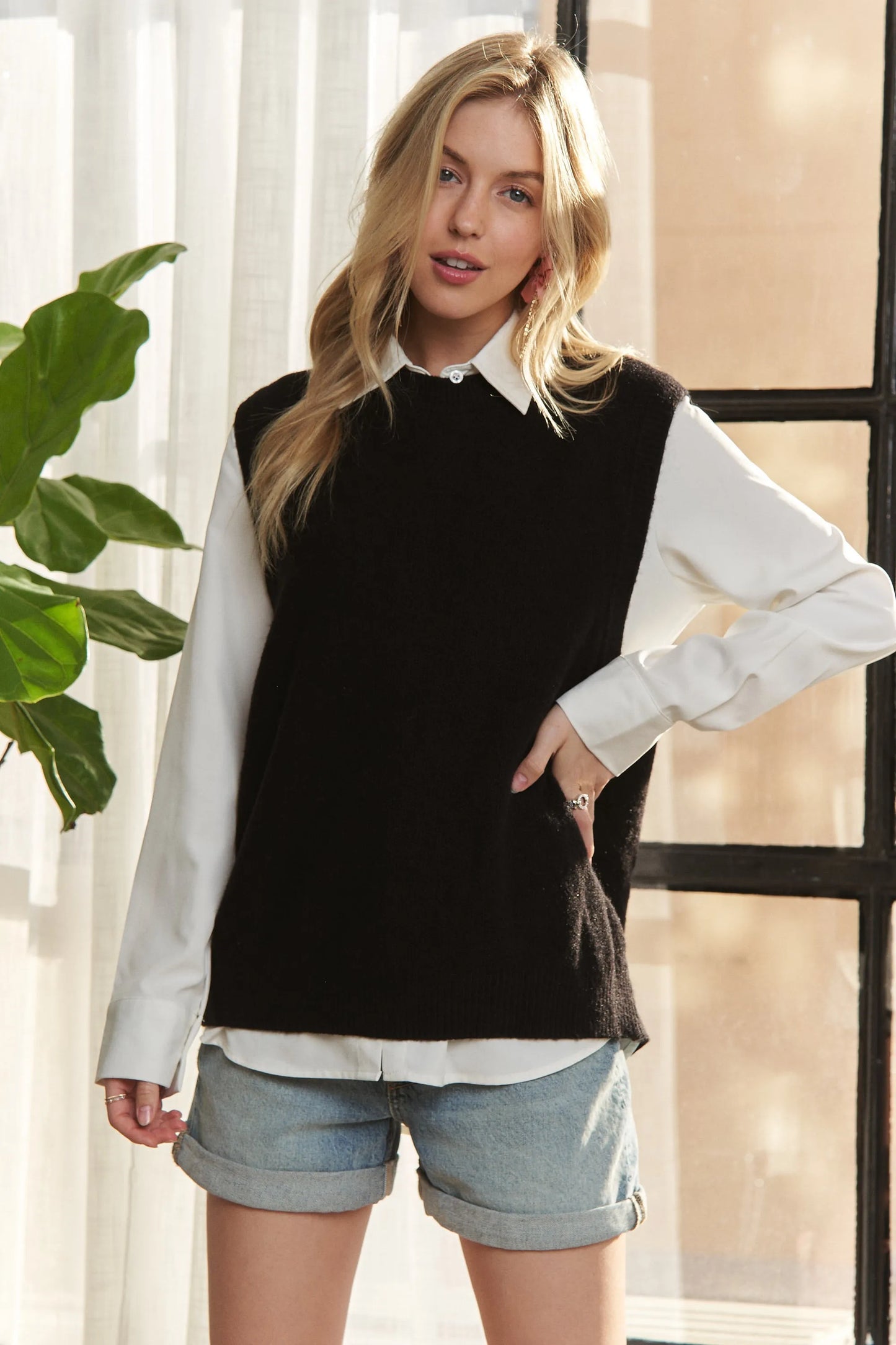 Round Neck Vest with Slight Open Back