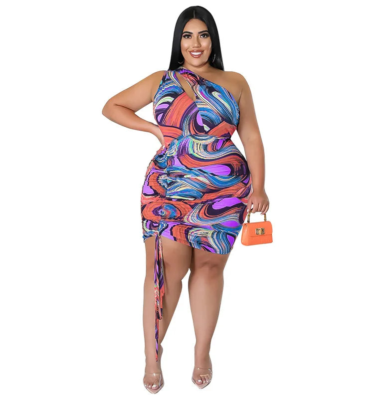 “Club Nights” Single Shoulder Hollow Out Mini Dress