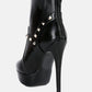 Dejang Metal Stud Embellished Faux Leather Ankle Boot
