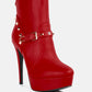 Dejang Metal Stud Embellished Faux Leather Ankle Boot