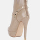 Dejang Metal Stud Embellished Faux Leather Ankle Boot