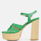 De-Vil Crisscross Straps Slim Block Heel Sandals