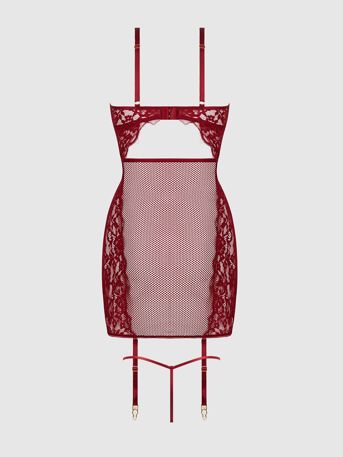 DEZI CURVY LACE & CHAIN CHEMISE LINGERIE SET