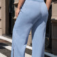 Beau Blue Casual Wide Slit Leg High Waist Loose Jeans