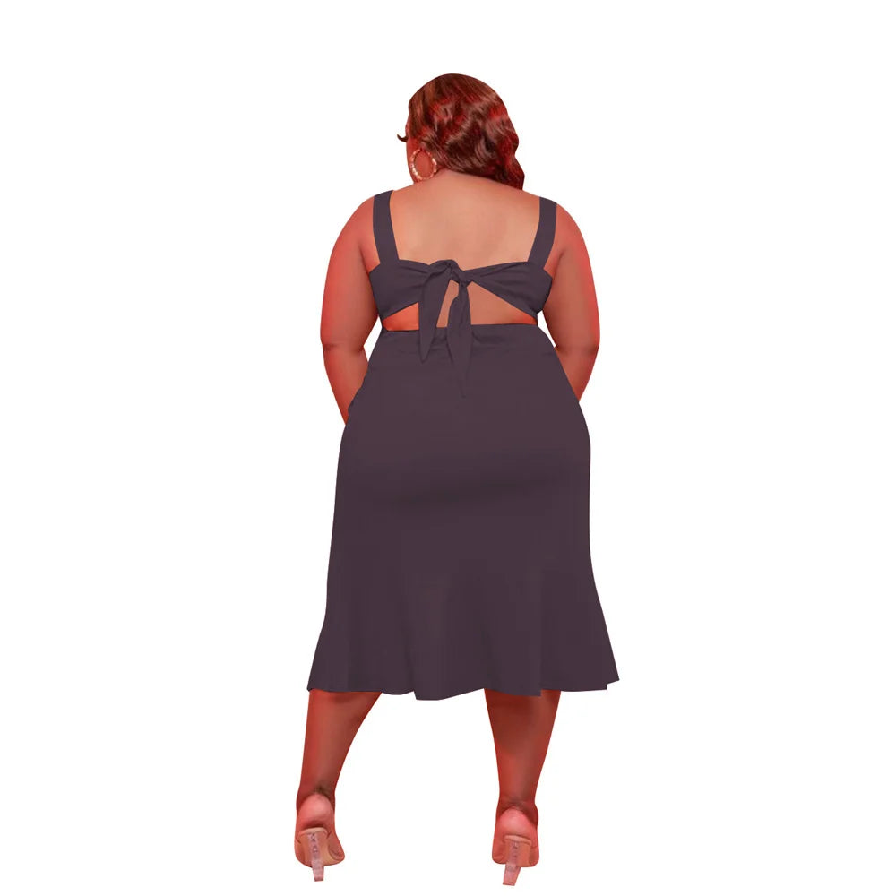 Solid Casual Midi Dress