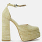 Cosette Diamanate Embellished Ankle Strap High Block Heel Sandals
