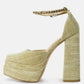 Cosette Diamanate Embellished Ankle Strap High Block Heel Sandals