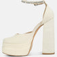 Cosette Diamanate Embellished Ankle Strap High Block Heel Sandals