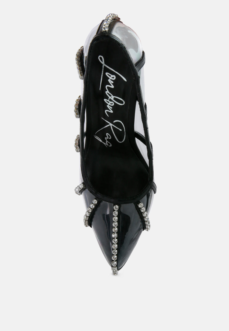 Lovelace Diamante Clear Stiletto Heel Pumps