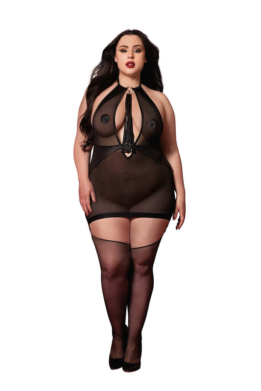 Black Fetish Garter Slip & Flogger