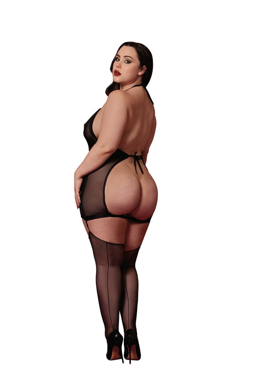 Black Fetish Garter Slip & Flogger