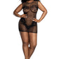 Black Lace and Pattern Seamless Dress