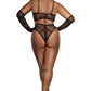 Black Lace Bralette Panty and Gloves Set