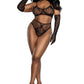 Black Lace Bralette Panty and Gloves Set