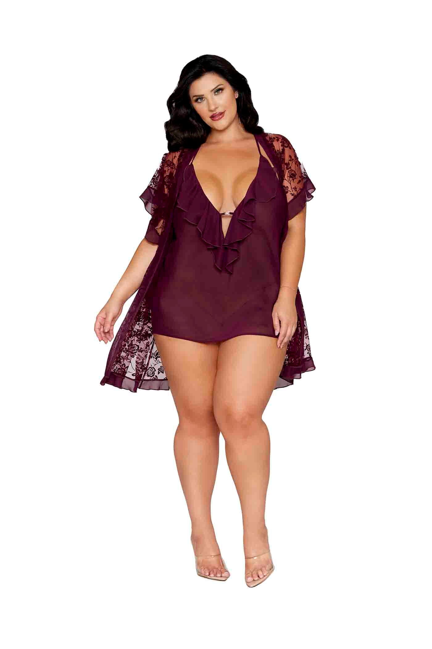 Cherry Lacquer Robe & Chemise