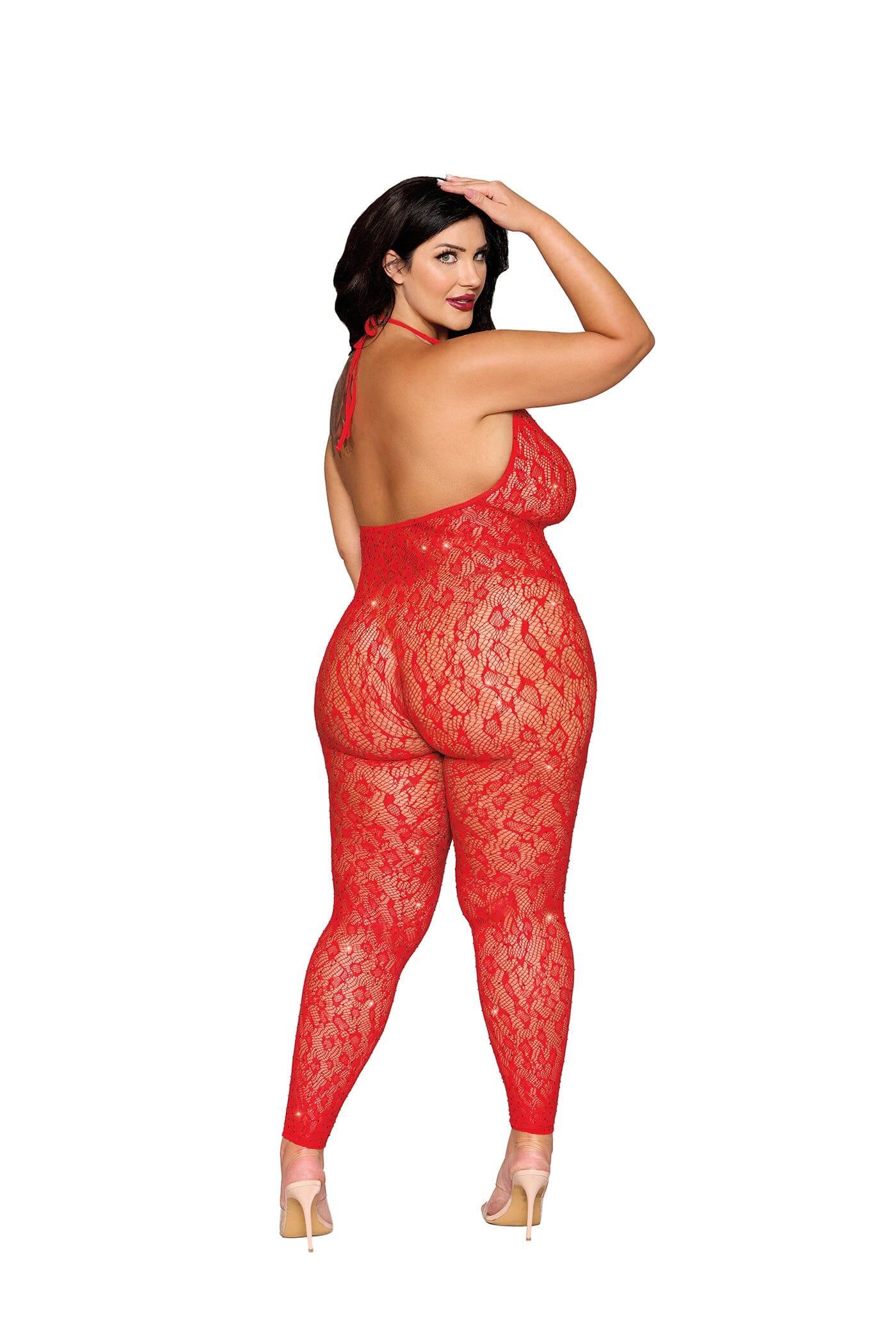 Poinsetta Rhinestone Bodystocking