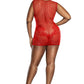 Red Lace and Pattern Seamless Dress