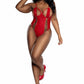 Red Vinyl Teddy With Cutouts