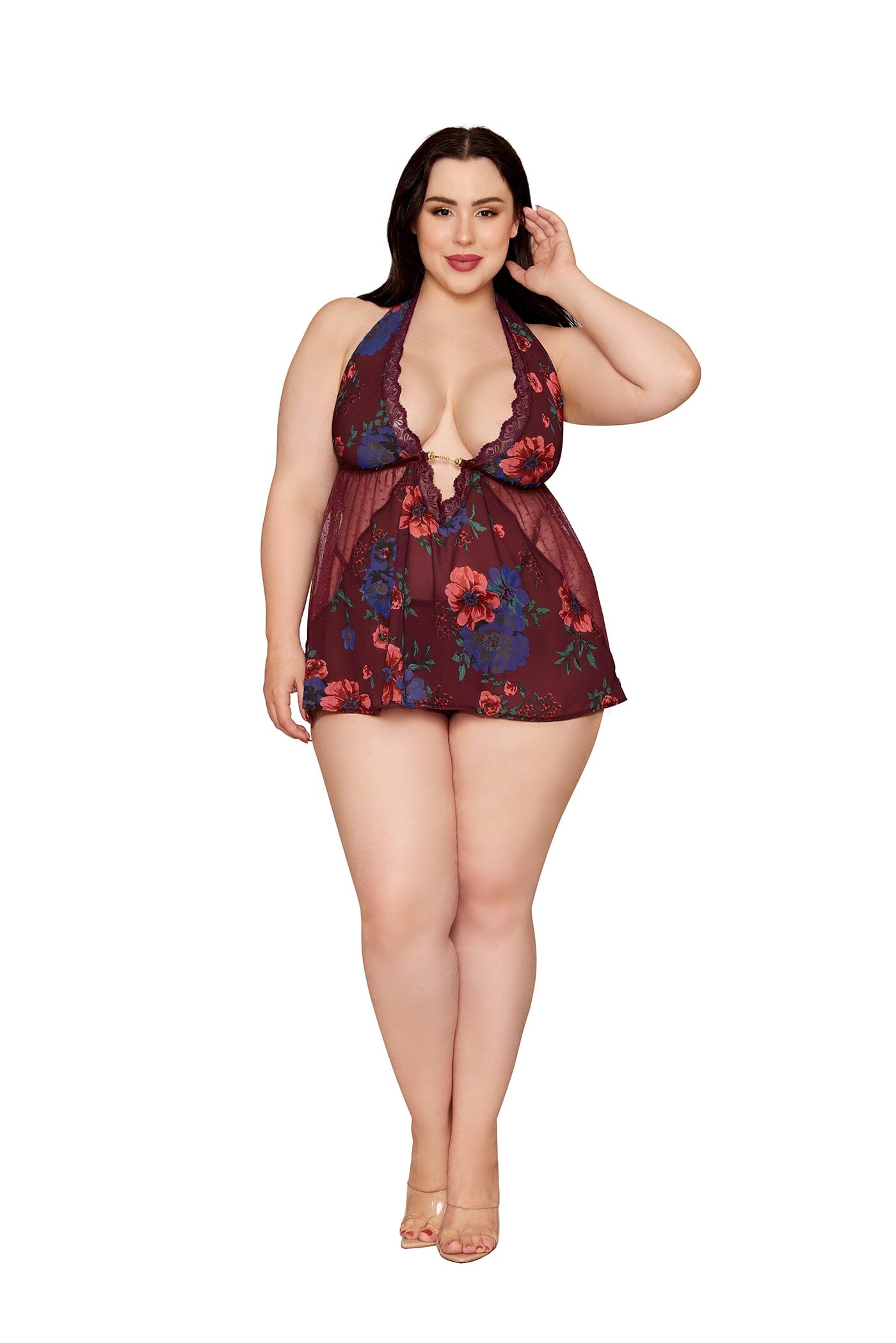 Floral Cherry Lacquer Babydoll & G-String