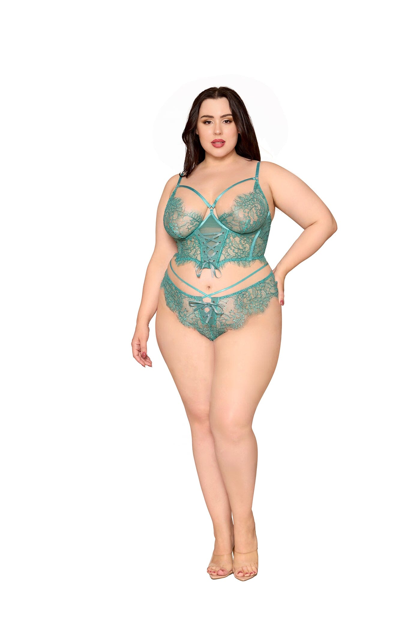 Lace Agate Cropped Bustier & Thong