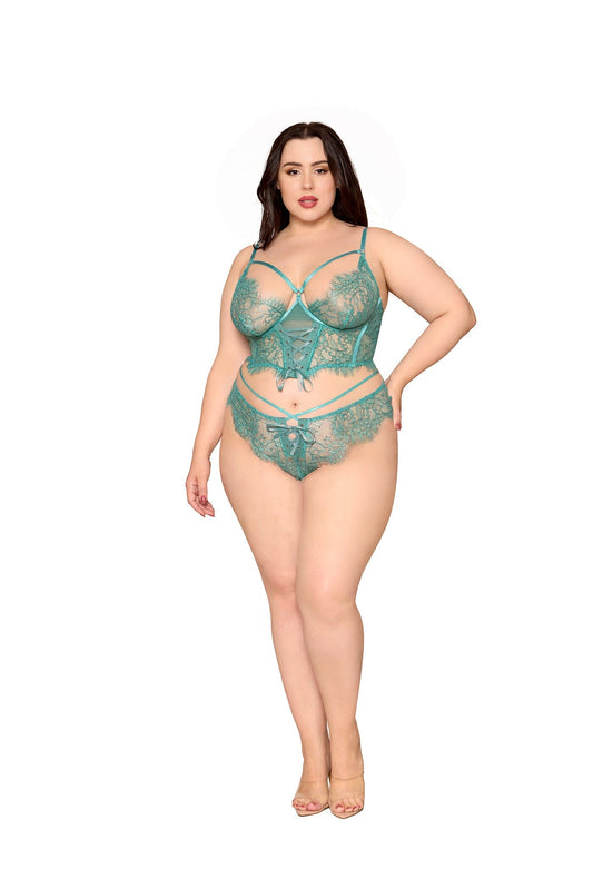 Lace Agate Cropped Bustier & Thong
