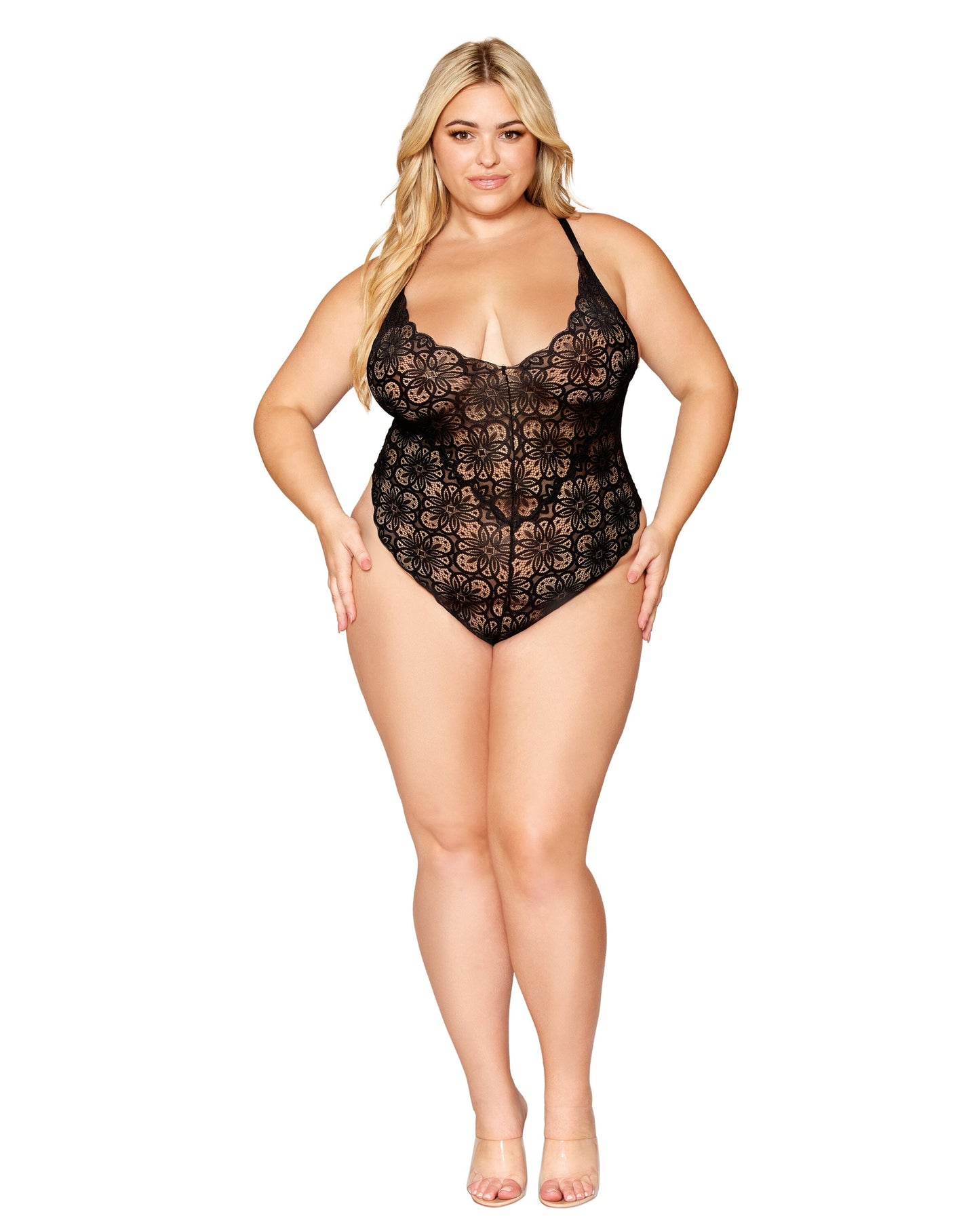 Mosaic Lace Teddy & Sheer Skirt