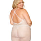 Rhinestone Embellished Fishnet Chemise witth Eyelash Lace Trim