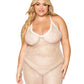 Rhinestone Embellished Fishnet Chemise witth Eyelash Lace Trim