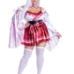 Sakura Shrine Maiden Satin Circle Skirt Dress with Bow Detail Women’s Costume – Japanese-Inspired Outfit