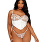 Satin and 3D Embroidery Bustier and G-string Set
