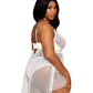 Satin, Stretch Lace, and Diamond Mesh Babydoll and Panty Set