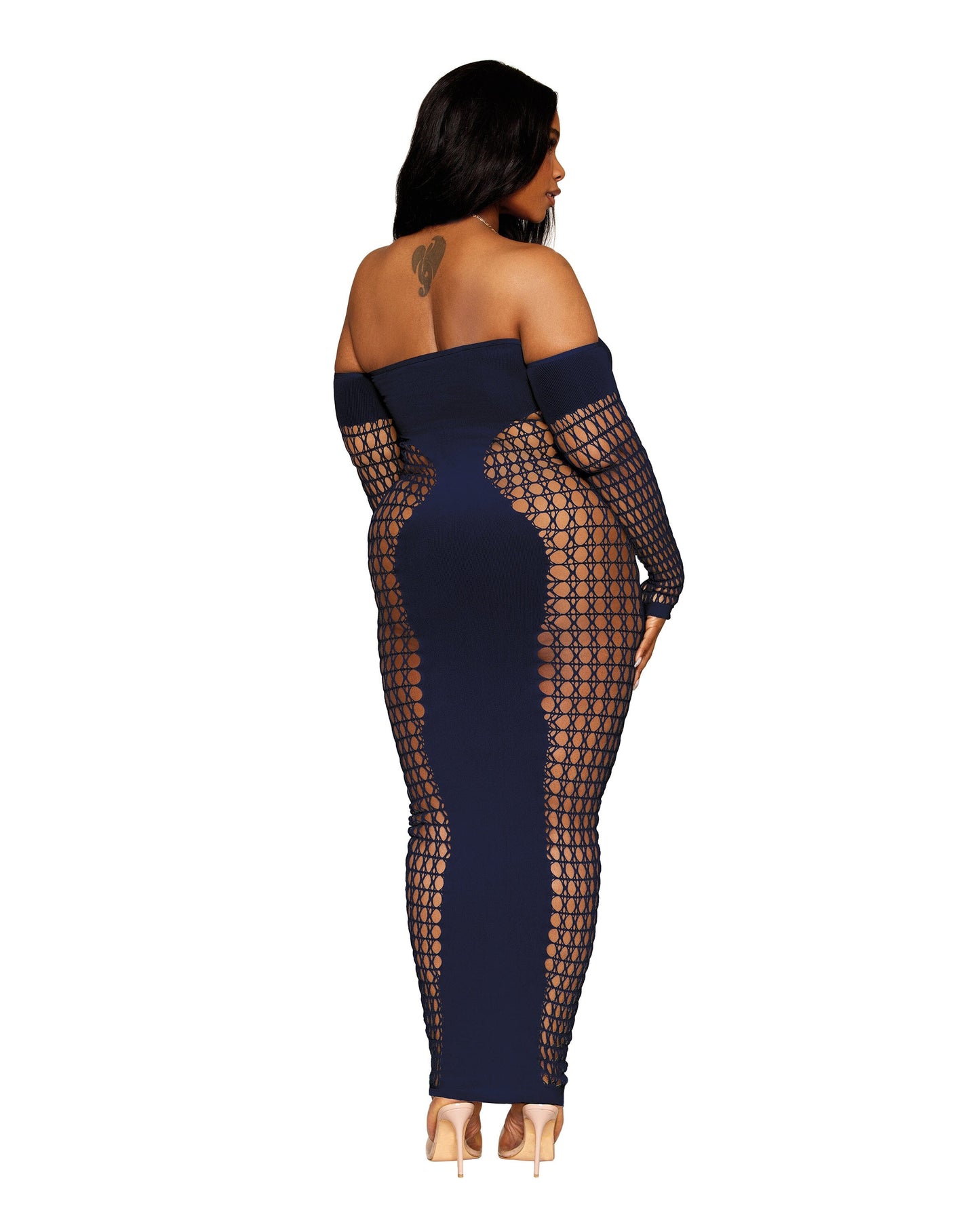 Seamless Bodystocking Gown with Removable Gold Halter Chain