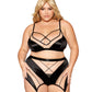 Sheer Panel Bralette, Garter Skirt, and G-String Set