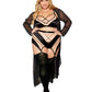 Sheer Panel Bralette, Garter Skirt, and G-String Set