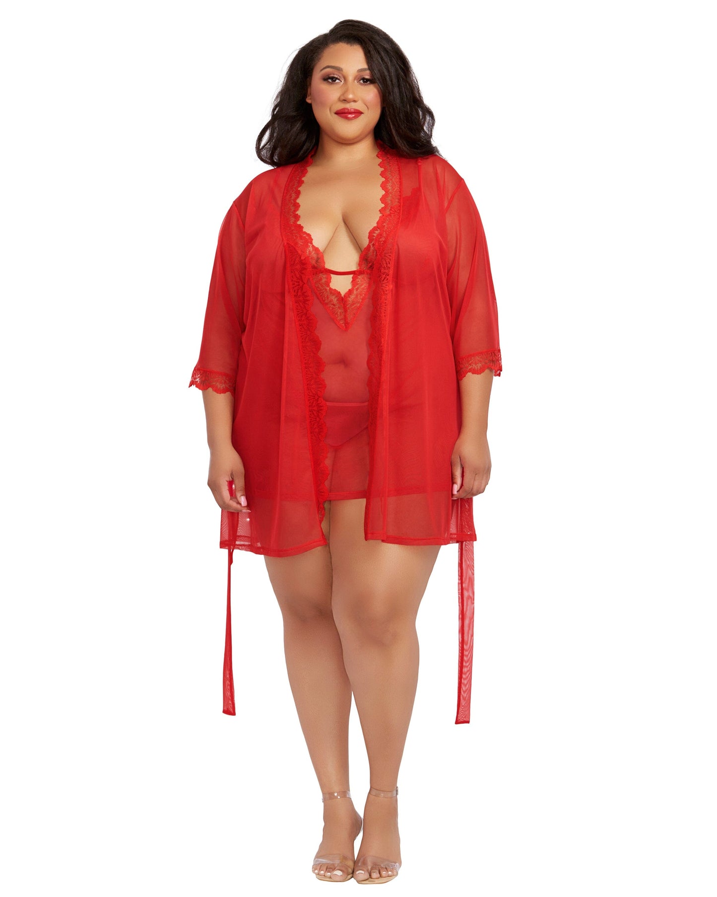 Stretch Mesh Chemise & Robe Set