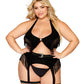 Western-Themed Faux-Leather Bralette and Garter Belt Bedroom Costume Set with Fringe Details