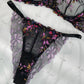Midnight Blossom Lace Embroidered Lingerie Set