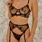 Sheer Black &Golden Embroidery Lingerie Set