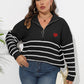 Zip-Up Striped Sweater