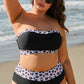 Black 2pcs Leopard Patchwork High Waisted Swimsuit